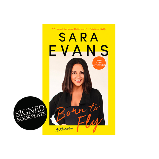 Book cover of 'Born to Fly' by Sara Evans with a yellow background and black text.